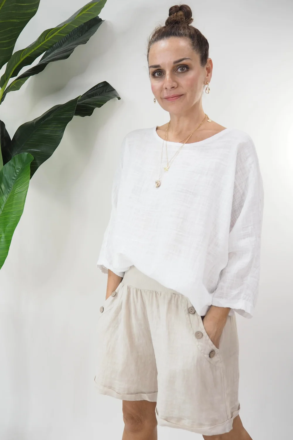 Made In Italy Pure Linen Benji Short Stone 5 Made In Italy Pure Linen Benji Short Stone - Image 3