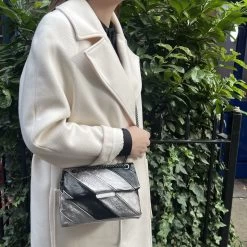 Vimoda Leather Black Silver Two-tone Cross Body / Shoulder Small Bag 9 Vimoda Leather Black Silver Two-tone Cross Body / Shoulder Small Bag -Fashion Women's Store vimoda leather black silver two tone cross body shoulder small bag p6302 23876 zoom