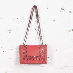Vimoda Ramona Red Leather Eyelet Bag Red