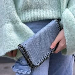 Vimoda Sasha Denim Leather Cross Body Chain Croc Bag