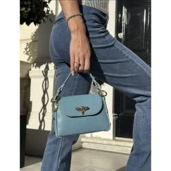 Vimoda Valencia Powder Blue Leather Stud Cross Body Bag